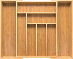 Budu Bestekbak #43 - Uitschuifbaar Bamboe Bestekcassette - 6/8 vakken - 43 x 32,2 - 53 cm