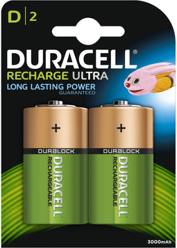Duracell Recharge Ultra D-batterijen - Oplaadbaar 3000 mAh NiMH - (2 stuks)