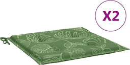 vidaXL - Stoelkussens - 2 - st - bladpatroon - 50x50x3 - cm - stof