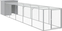 vidaXL - Kippenhok - met - ren - 110x609x110 - cm - staal - lichtgrijs