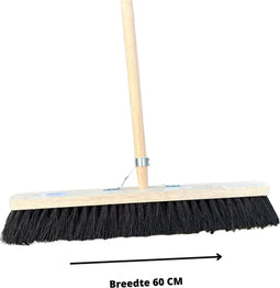 Synx Tools bezem Stadsbezem Straatbezem 60 CM - Colombo Bezem - Natuurvezel haren - Straatbezem haren - Bezems Buiten - Schrobborstels - Buitenbezem - schoonmaakartikelen - Incl. Steel 150cm