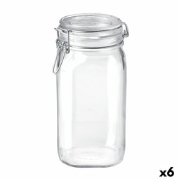 Voedselopslagcontainer Bormioli Rocco fido Transparant Glas (1,5 L) (6 Stuks)
