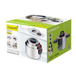 Maestro - Steelpannenset 3 stuks - Roestvrij staal / Greepmateriaal kunststof