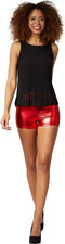 Dressforfun Metallic hotpants - Verkleedkleding - Glanzende afwerking - Rood S