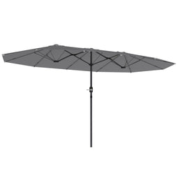 Outsunny XXL Dubbelzijdige Parasol - 436x260 cm - UV30+ Bescherming - Donkergrijs