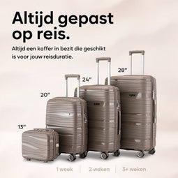 SKYCASES Travelin' Charm - 4-delige Trolleyset - Lichtgewicht Duurzaam Cijferslot - 32L/60L/98L