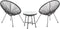 Juskys Ostana - Balkonset - 3-delig - 2 fauteuils en tafel - Zwart
