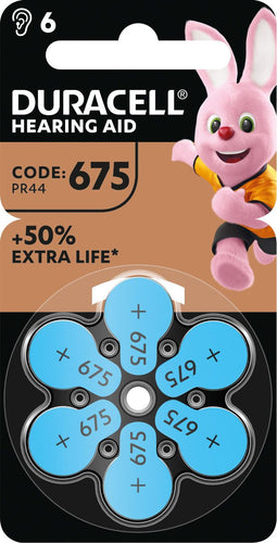 Duracell Battery Zinc Air, 675, 1.4V Easy Tab, Retail Blister (6-Pack)