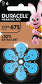 Duracell Battery Zinc Air, 675, 1.4V Easy Tab, Retail Blister (6-Pack)