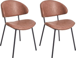 KIANA - Eetkamerstoel set van 2 - Bruin - Kunstleer