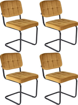 Kick buisframe stoel Ivy goud - set van 4