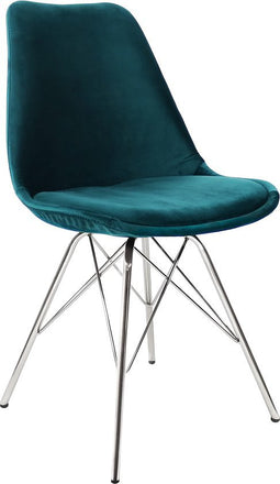 Kick Kuipstoel Velvet Blauw - Chroom Frame