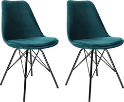 Kick kuipstoel Velvet Blauw - zwart frame | Set van 2