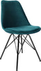 Kick kuipstoel Velvet blauw - zwart frame - set van 4