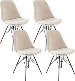 Kick kuipstoel Velvet champagne - zwart frame - set van 4