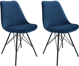 Kick kuipstoel Velvet Donker Blauw - zwart frame | Set van 2