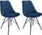 Kick kuipstoel Velvet Donker Blauw - zwart frame | Set van 2