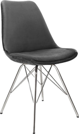Kick Kuipstoel Velvet Donkergrijs - Chroom Frame