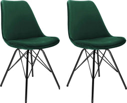 Kick kuipstoel Velvet donkergroen - zwart frame - set van 2