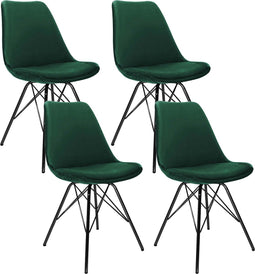 Kick kuipstoel Velvet donkergroen - zwart frame - set van 4