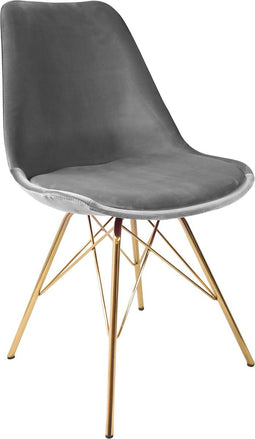 Kick Kuipstoel Velvet Grijs - Goud Frame