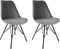 Kick kuipstoel Velvet grijs - zwart frame - set van 2