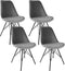 Kick kuipstoel Velvet grijs - zwart frame - set van 4
