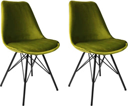Kick kuipstoel Velvet Groen - zwart frame | Set van 2