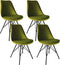 Kick kuipstoel Velvet groen - zwart frame - set van 4