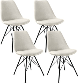 Kick kuipstoel Velvet ivoor - zwart frame - set van 4
