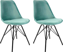 Kick kuipstoel Velvet mintgroen - zwart frame - set van 2