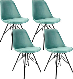 Kick kuipstoel Velvet mintgroen - zwart frame - set van 4