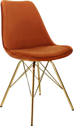 Kick Kuipstoel Velvet Oranje - Goud Frame
