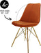 Kick Kuipstoel Velvet Oranje - Goud Frame