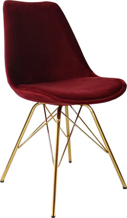 Kick Kuipstoel Velvet Rood - Goud Frame