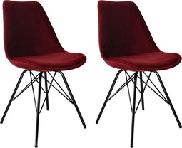 Kick kuipstoel Velvet rood - zwart frame - set van 2