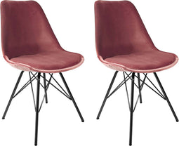 Kick kuipstoel Velvet roze - zwart frame - set van 2