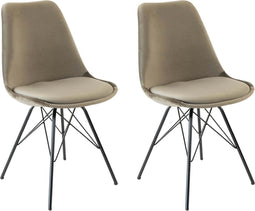 Kick kuipstoel Velvet taupe - zwart frame - set van 2