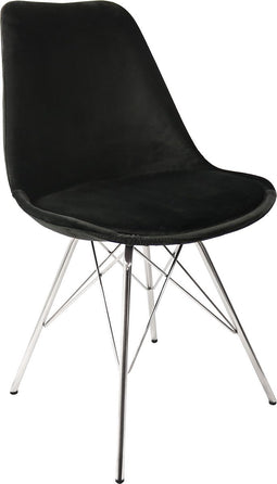 Kick Kuipstoel Velvet Zwart - Chroom Frame
