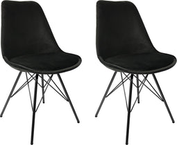 Kick kuipstoel Velvet Zwart - zwart frame | Set van 2