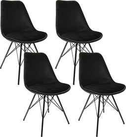 Kick kuipstoel Velvet zwart - zwart frame - set van 4