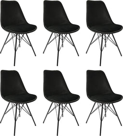 Kick kuipstoel Velvet zwart - zwart frame - set van 6