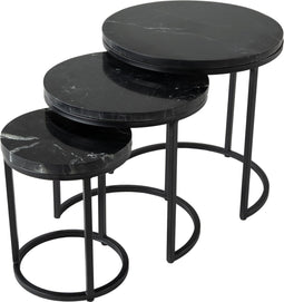 Kick Salontafel Marble Set van 3 Rond - Zwart