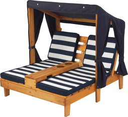 KidKraft Dubbele Chaise Lounge - Honing/Navy/Wit