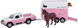 Kids Globe Die-cast Auto met Paardentrailer Roze, 1:32