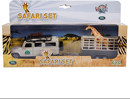 Kids Globe Die-cast Land Rover met Giraffe-trailer, 29cm