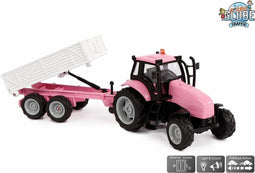 Kids Globe Die-cast Tactor met Aanhanger - Roze