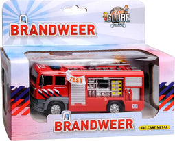 Kids Globe Metalen brandweerauto met licht en geluid - Speelgoedvoertuig: 13 cm