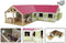 Kids Globe Paardenhoekstal met 3 Boxen en Berging Roze 1:24