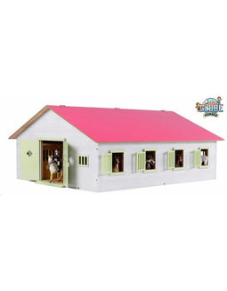 Kids Globe Paardenstal Roze met 7 Boxen, 1:24